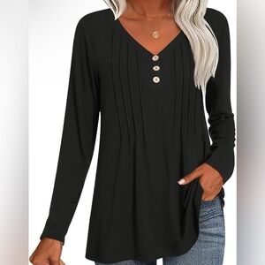 Black Button-Detail Women's Top